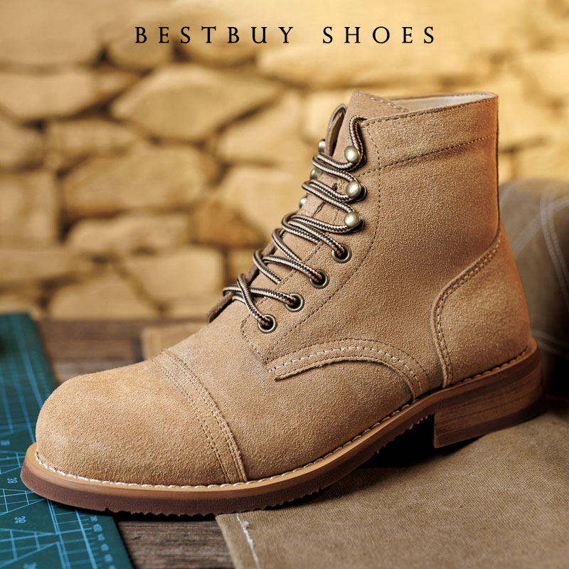 Tools Quality - Botas de Motociclista Vintage para Hombre,