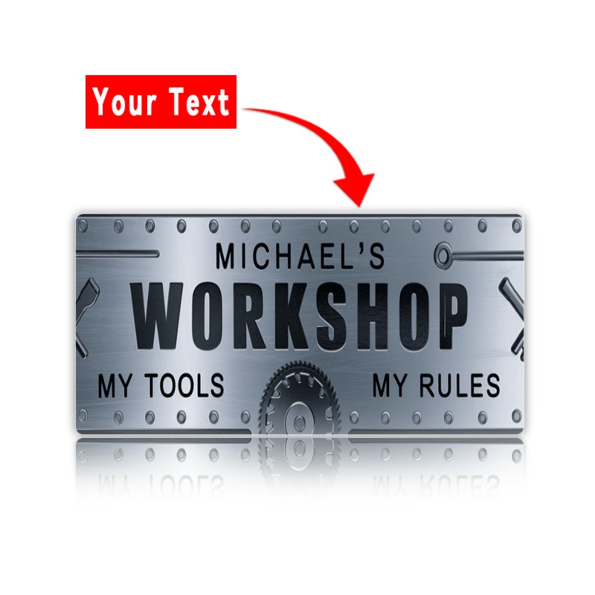 Letrero de Aluminio Personaliz - Workshop Tools With Name reseña y precio